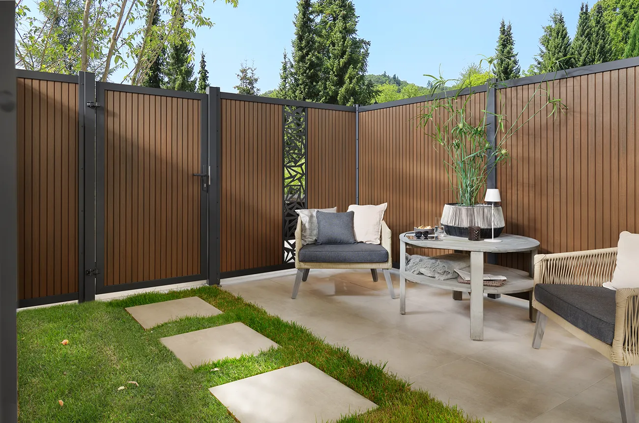 porte en bois composite couleur teck (brun) - Neo platinum